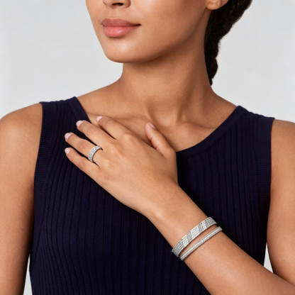 [Leaves] THREE-ROW DIAMOND RING