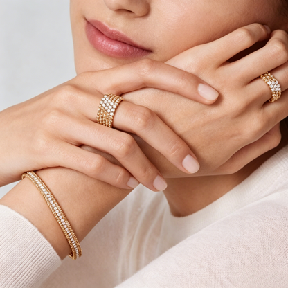 [Leaves] THREE-ROW DIAMOND RING