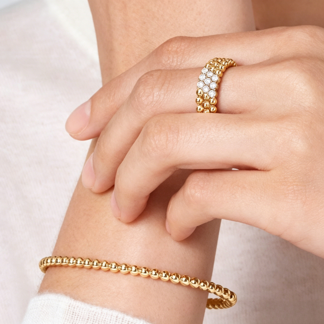 [Leaves] THREE-ROW DIAMOND RING