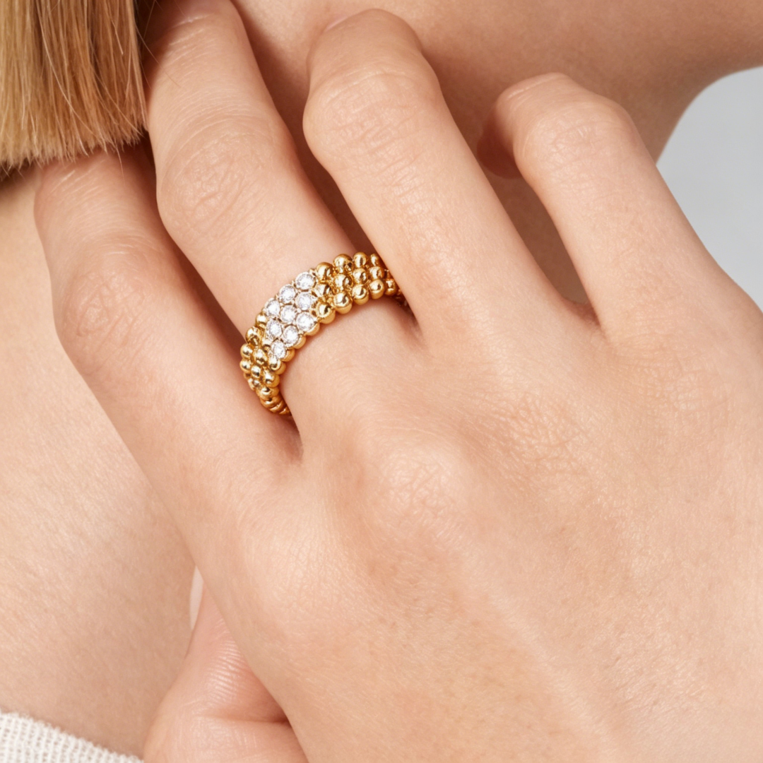 [Leaves] THREE-ROW DIAMOND RING