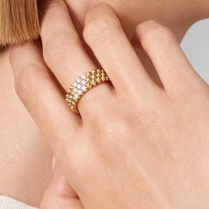[Leaves] THREE-ROW DIAMOND RING