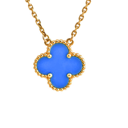[Leaves]CLOVER 15MM BLUE AGATE NECKLACE