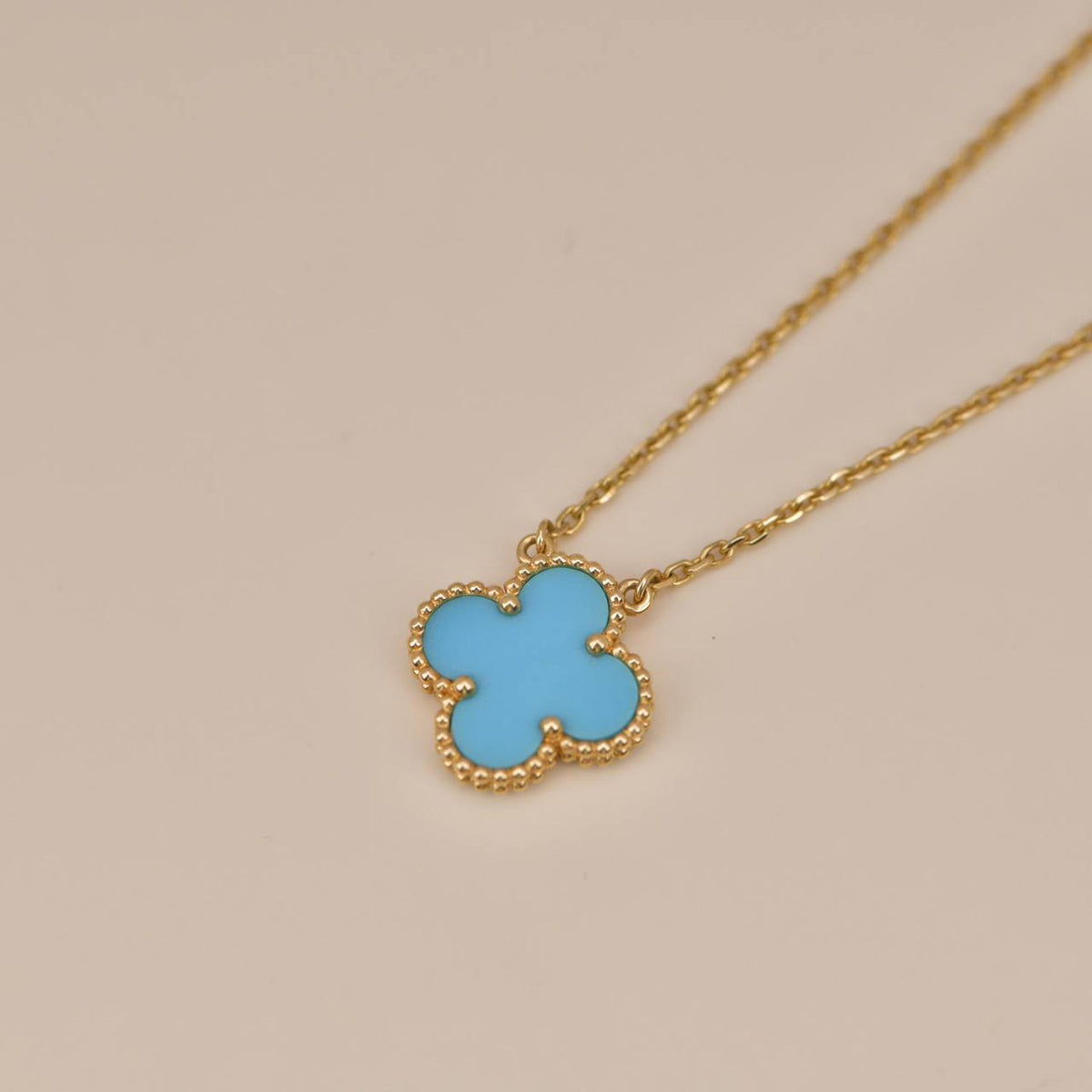 [Leaves]CLOVER 15MM VINTAGE TURQUOISE NECKLACE