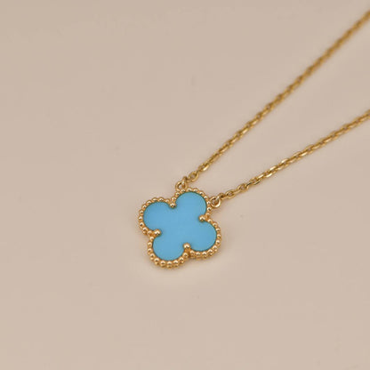 [Leaves]CLOVER 15MM VINTAGE TURQUOISE NECKLACE