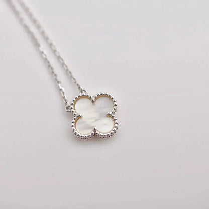 [Leaves]CLOVER  15MM WHITE MOTHER-OF-PEARL SILVER