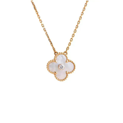 [Leaves]CLOVER 15MM DIAMOND WHITE FRITILLARIA NECKLACE