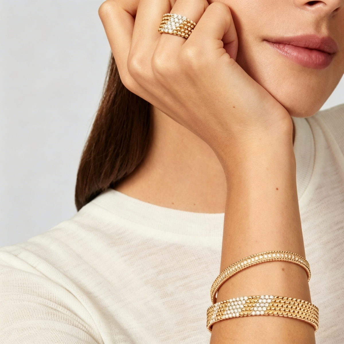 [Leaves]  FIVE-ROW DIAMOND BRACELET