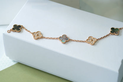 [Leaves]LUCKY CLOVER 5-MOTIF BRACELET - GREY MOTHER-OF-PEARL COLLECTION