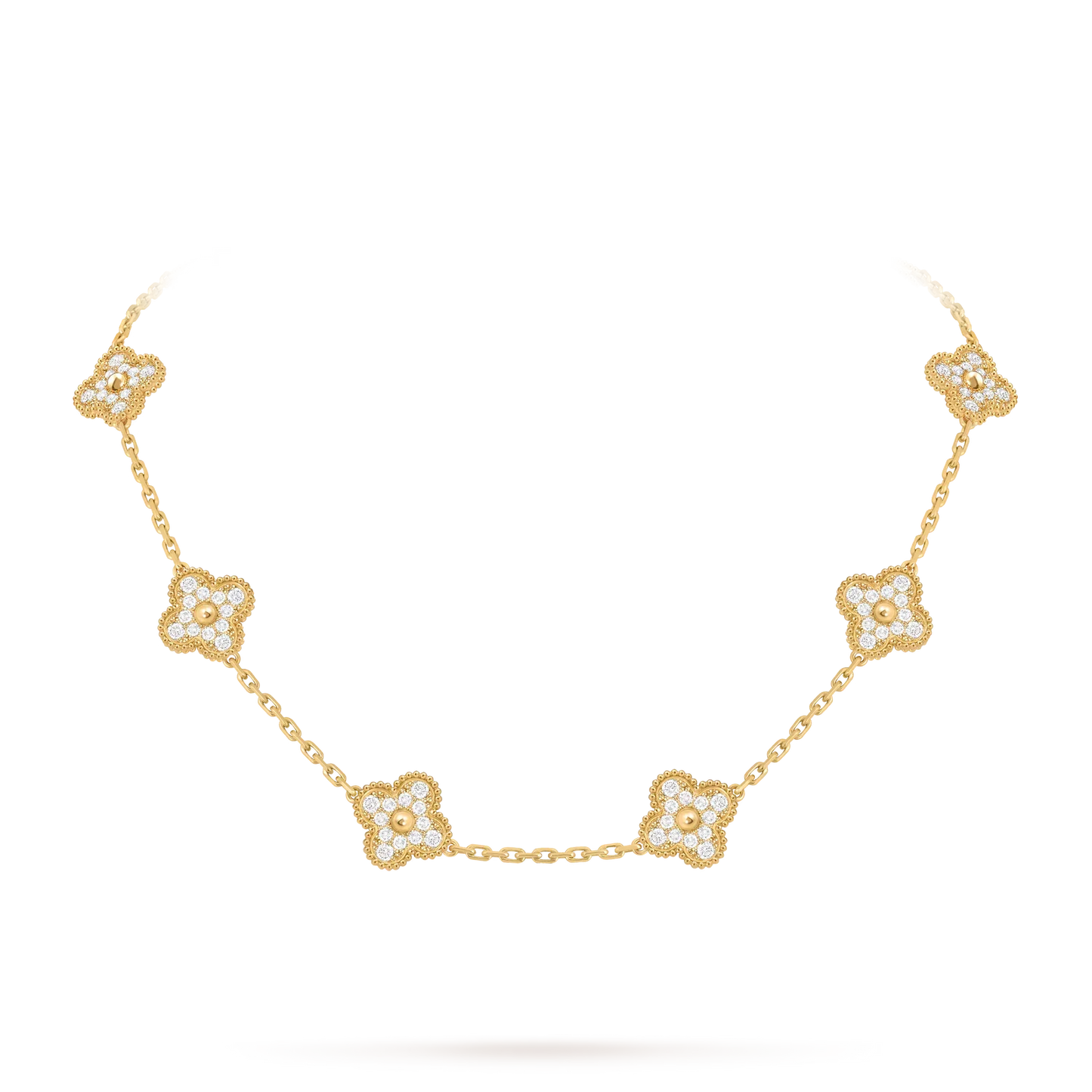 [Leaves]CLASSIC LUCKY 10-MOTIF CLOVER NECKLACE GOLD COLLECTION