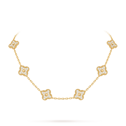 [Leaves]CLASSIC LUCKY 10-MOTIF CLOVER NECKLACE GOLD COLLECTION