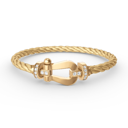 [Leaves]FORCE LARGE HORSESHOE HALF DIAMOND BRACELET - GOLD