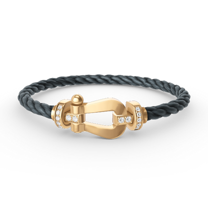 [Leaves]FORCE LARGE HORSESHOE HALF DIAMOND BRACELET - GOLD