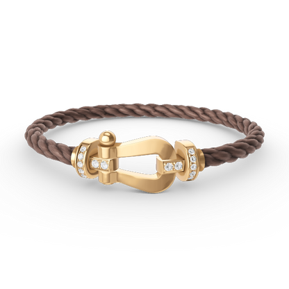 [Leaves]FORCE LARGE HORSESHOE HALF DIAMOND BRACELET - GOLD