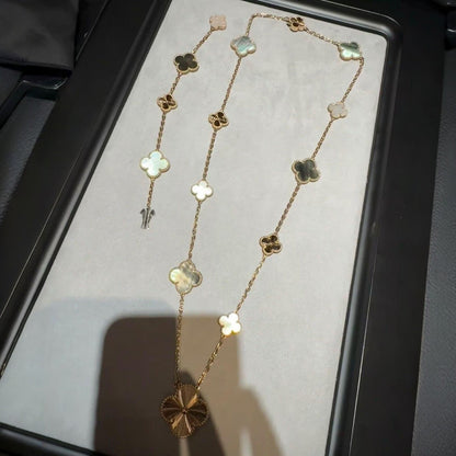 [Leaves]DETACHABLE 15-MOTIF CLOVER STATEMENT SET - GREY MOTHER-OF-PEARL & LASER