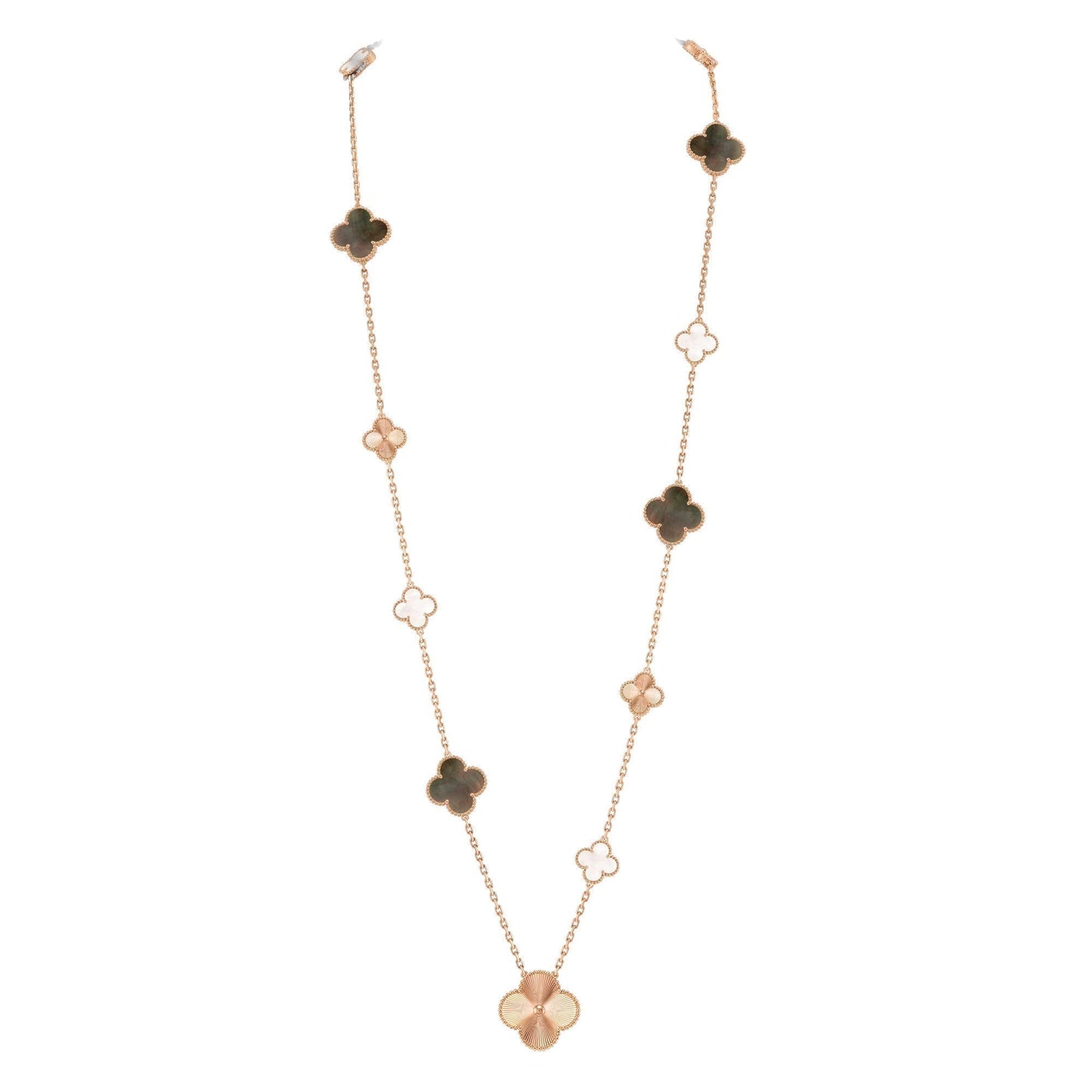 [Leaves]DETACHABLE 15-MOTIF CLOVER STATEMENT SET - GREY MOTHER-OF-PEARL & LASER