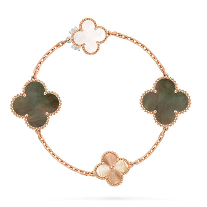 [Leaves]DETACHABLE CLOVER 15(11+4) FLOWER ROSE GOLD NECKLACE SET