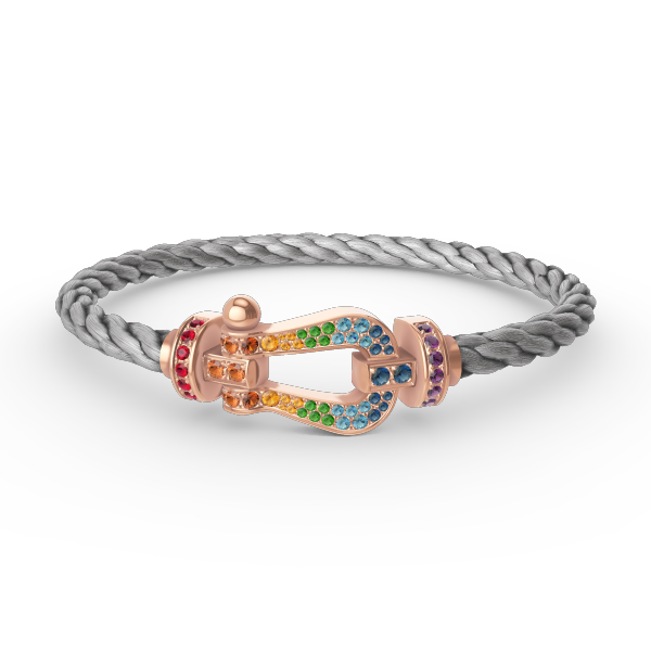 [Leaves]FORCE LARGE HORSESHOE COLORED DIAMOND BRACELET - ROSE GOLD