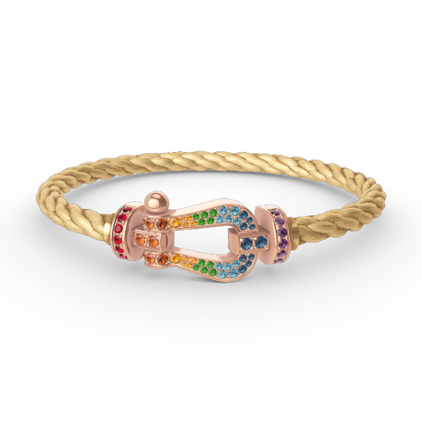 [Leaves]FORCE LARGE HORSESHOE COLORED DIAMOND BRACELET - ROSE GOLD