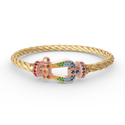 [Leaves]FORCE LARGE HORSESHOE COLORED DIAMOND BRACELET - ROSE GOLD