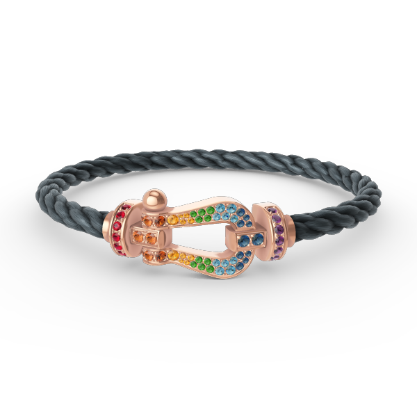 [Leaves]FORCE LARGE HORSESHOE COLORED DIAMOND BRACELET - ROSE GOLD