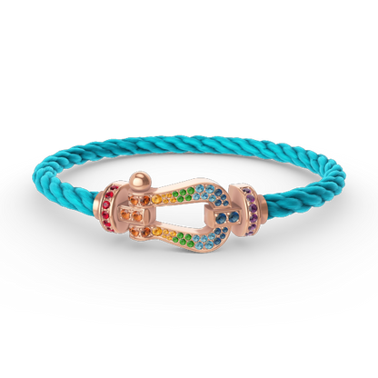 [Leaves]FORCE LARGE HORSESHOE COLORED DIAMOND BRACELET - ROSE GOLD