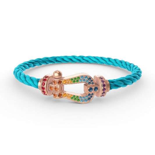 [Leaves]FORCE LARGE HORSESHOE COLORED DIAMOND BRACELET - ROSE GOLD