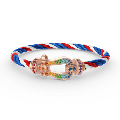 [Leaves]FORCE LARGE HORSESHOE COLORED DIAMOND BRACELET - ROSE GOLD