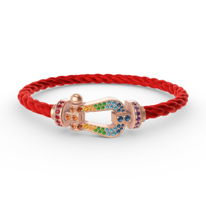[Leaves]FORCE LARGE HORSESHOE COLORED DIAMOND BRACELET - ROSE GOLD