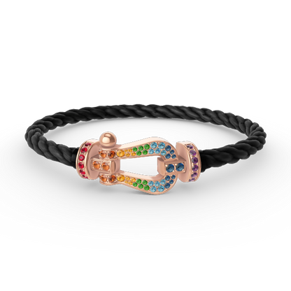 [Leaves]FORCE LARGE HORSESHOE COLORED DIAMOND BRACELET - ROSE GOLD