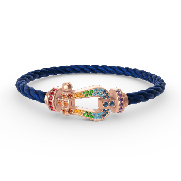 [Leaves]FORCE LARGE HORSESHOE COLORED DIAMOND BRACELET - ROSE GOLD