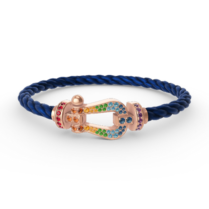 [Leaves]FORCE LARGE HORSESHOE COLORED DIAMOND BRACELET - ROSE GOLD