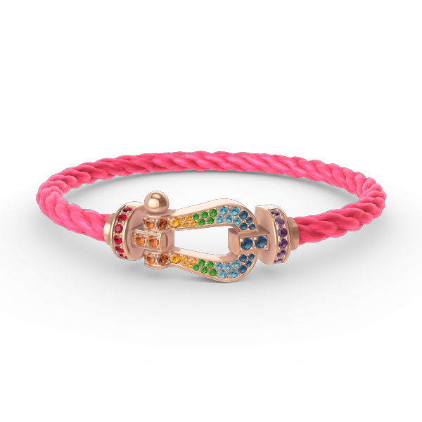 [Leaves]FORCE LARGE HORSESHOE COLORED DIAMOND BRACELET - ROSE GOLD