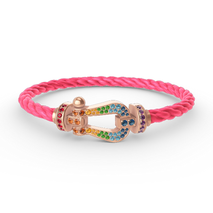 [Leaves]FORCE LARGE HORSESHOE COLORED DIAMOND BRACELET - ROSE GOLD
