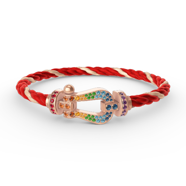 [Leaves]FORCE LARGE HORSESHOE COLORED DIAMOND BRACELET - ROSE GOLD