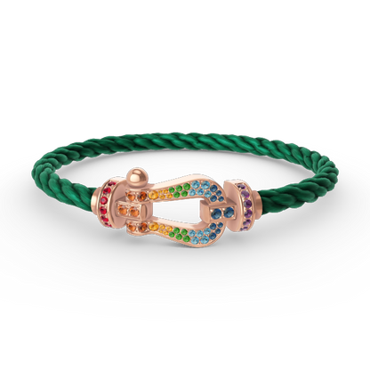 [Leaves]FORCE LARGE HORSESHOE COLORED DIAMOND BRACELET - ROSE GOLD