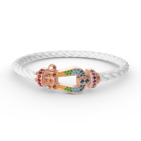 [Leaves]FORCE LARGE HORSESHOE COLORED DIAMOND BRACELET - ROSE GOLD