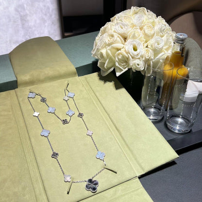 [Leaves]DETACHABLE 15-MOTIF CLOVER STATEMENT SET - PURPLE CHALCEDONY & LASER