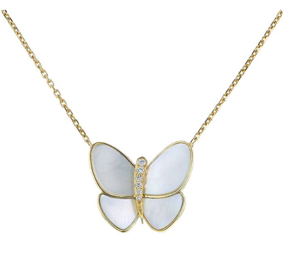 [Leaves]BUTTERFLY GOLD MOP DIAMOND NECKLACE