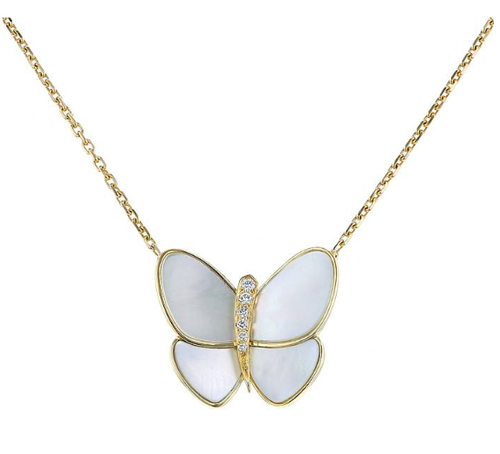 [Leaves]BUTTERFLY GOLD MOP DIAMOND NECKLACE