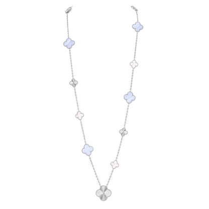 [Leaves]DETACHABLE 15-MOTIF CLOVER STATEMENT SET - PURPLE CHALCEDONY & LASER