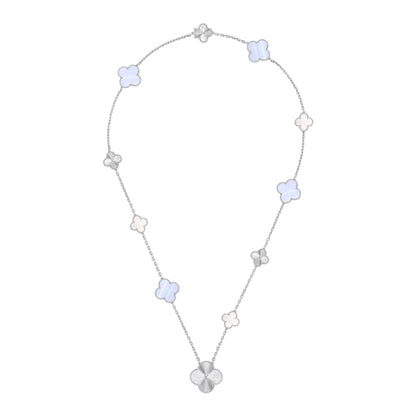 [Leaves]DETACHABLE 15-MOTIF CLOVER STATEMENT SET - PURPLE CHALCEDONY & LASER