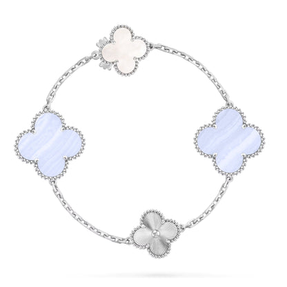 [Leaves]DETACHABLE 15-MOTIF CLOVER STATEMENT SET - PURPLE CHALCEDONY & LASER