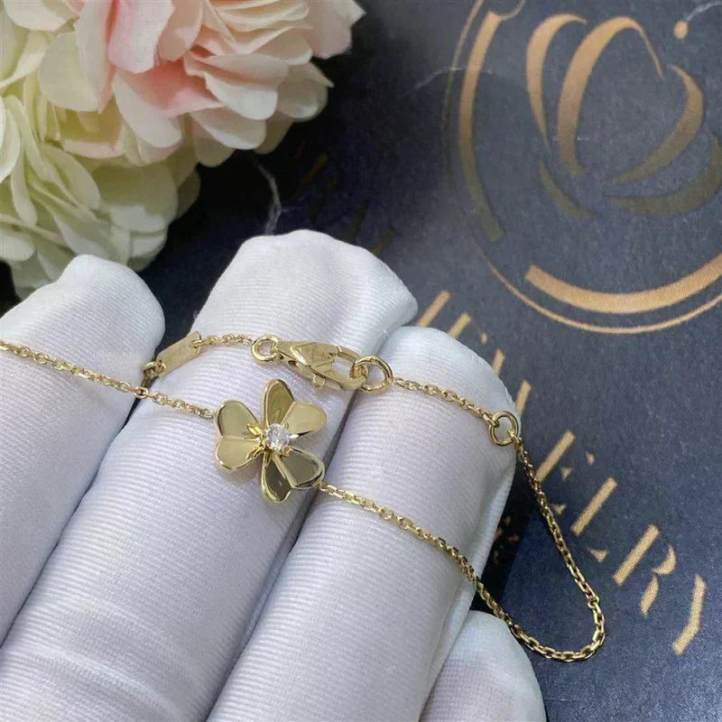 [Leaves]FRIVOLE GOLD FLOWER PINK MALACHITE BRACELET