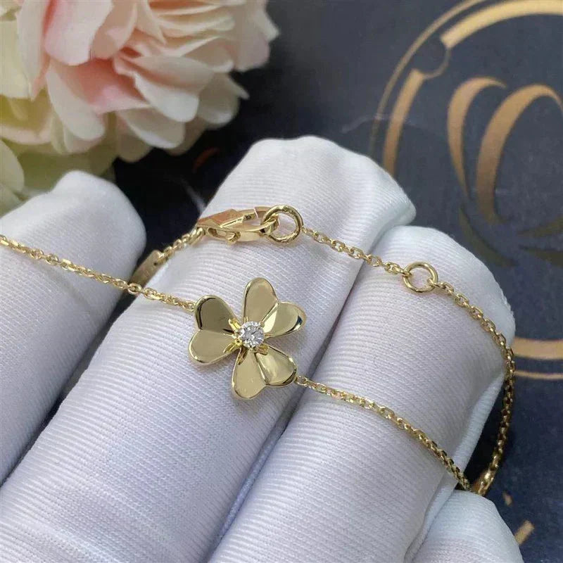 [Leaves]FRIVOLE GOLD FLOWER PINK MALACHITE BRACELET
