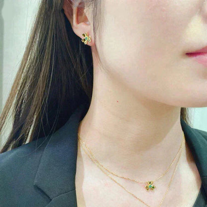 [Leaves]FRIVOLE  FLOWER MALACHITE EARRINGS