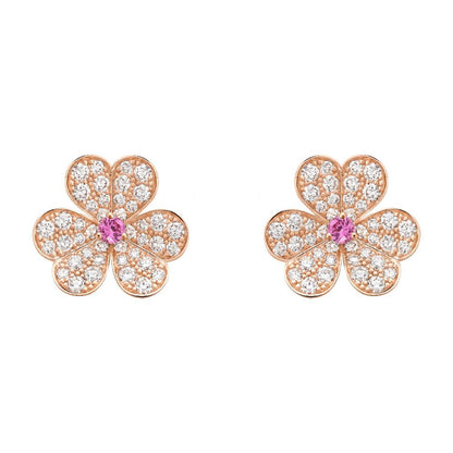 [Leaves]FRIVOLE PINK GOLD FLOWER DIAMOND EARRINGS