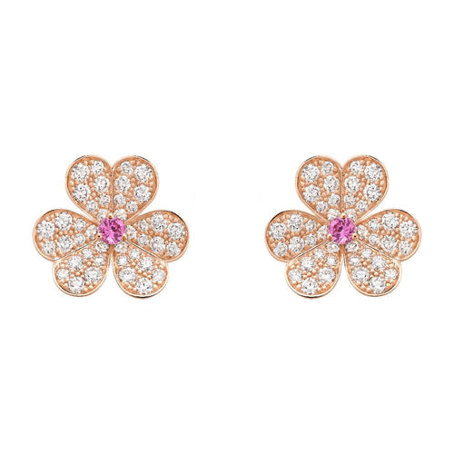 [Leaves]FRIVOLE PINK GOLD FLOWER DIAMOND EARRINGS