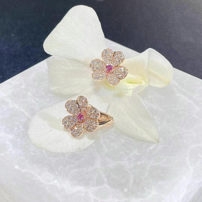 [Leaves]FRIVOLE PINK GOLD FLOWER DIAMOND EARRINGS