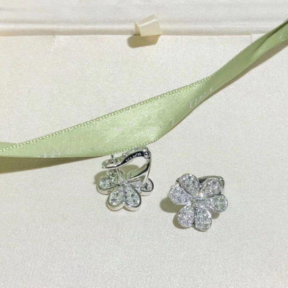 [Leaves]FRIVOLE SILVER FLOWER DIAMOND EARRINGS