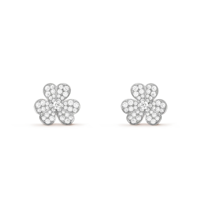 [Leaves]FRIVOLE SILVER FLOWER DIAMOND EARRINGS